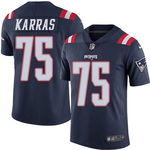 Men New England Patriots 75 Ted Karras Nike Navy Vapor Limited NFL Jersey